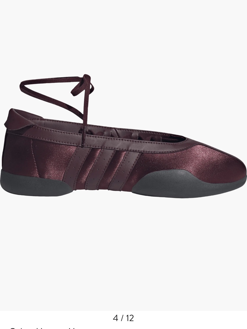 adidas Burgundy Satin Lace-Up Taekwondo Mei Ballet Flats - Picture 3 of 13